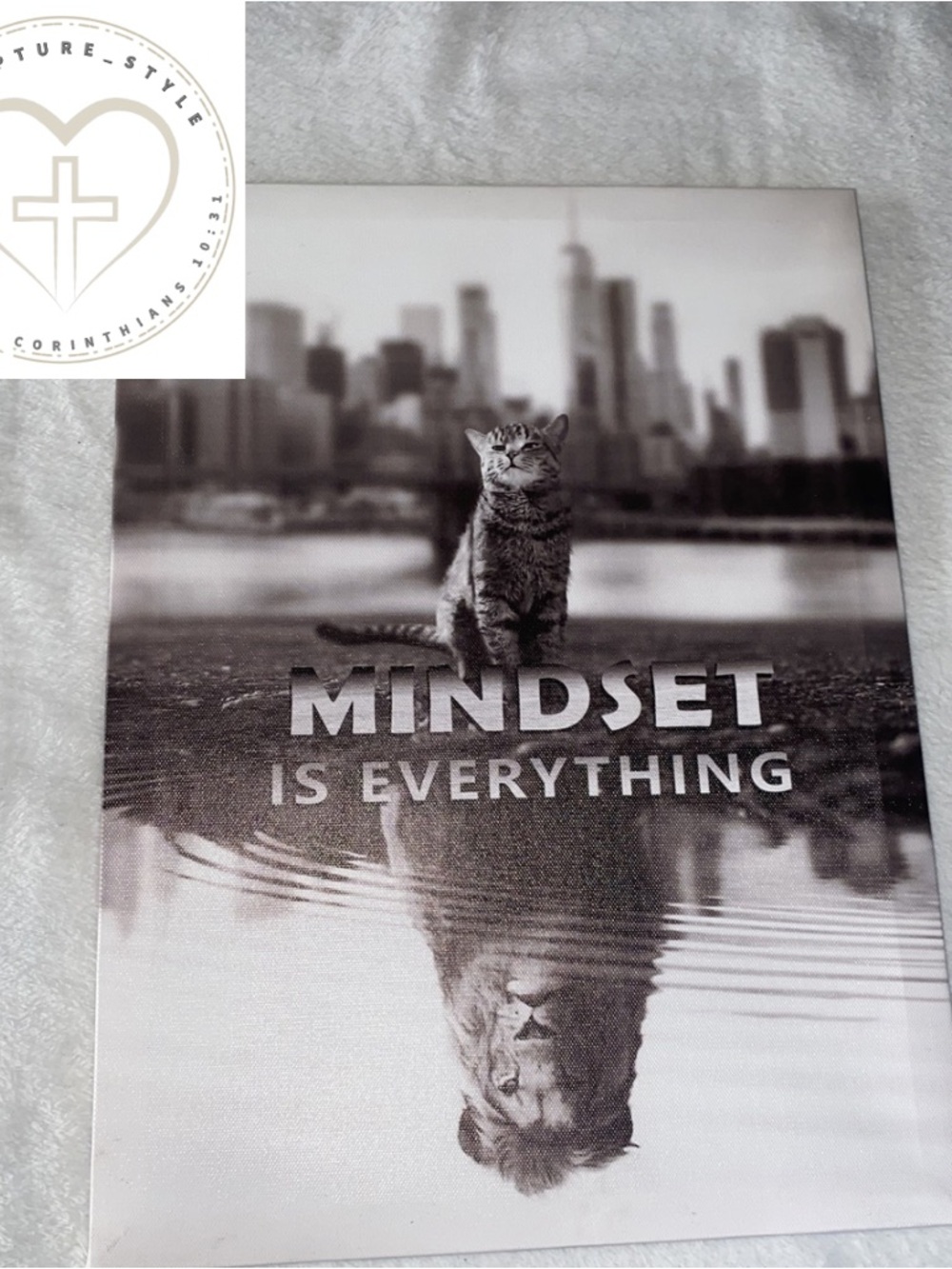 Mindset Is Everything Cat Canvas Print - Gray